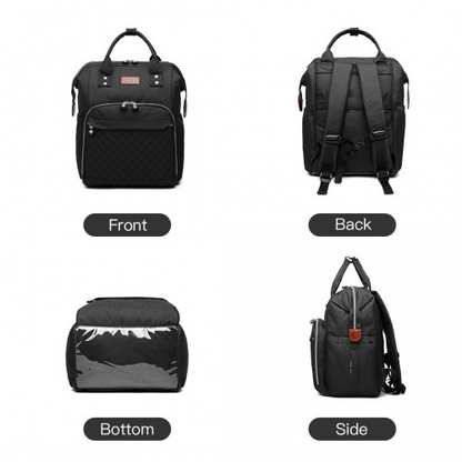 Wide Open Designed Baby Diaper Changing Backpack - Black