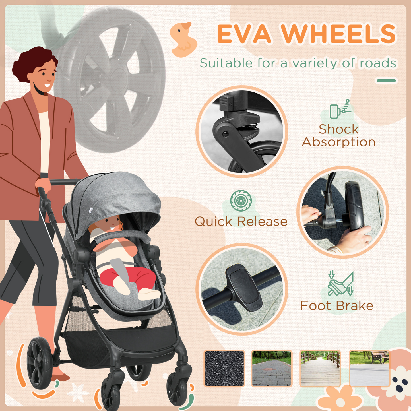 This stroller offers versatility as it can function as both a seat and a sleeping basket