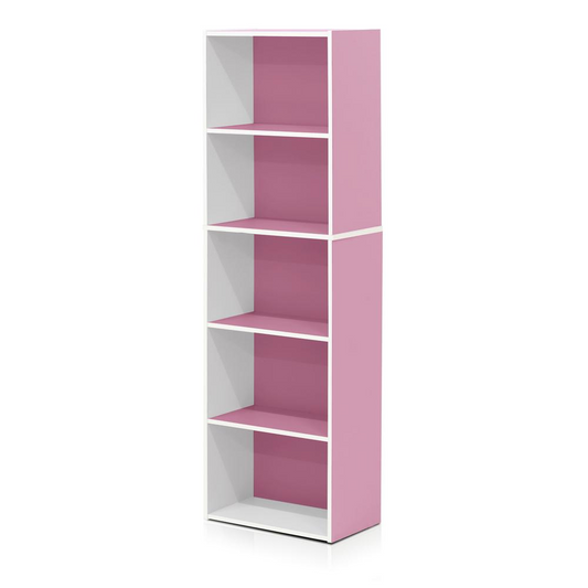 Reversible Color Open Shelf Bookcase, White/Pink