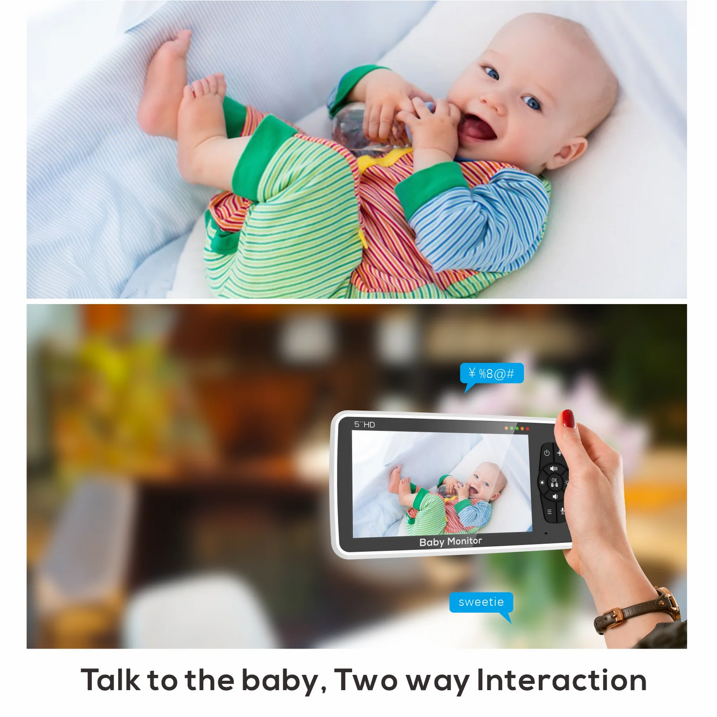 The New 5 inch Video Baby Monitor offers crystal clear camera and audio