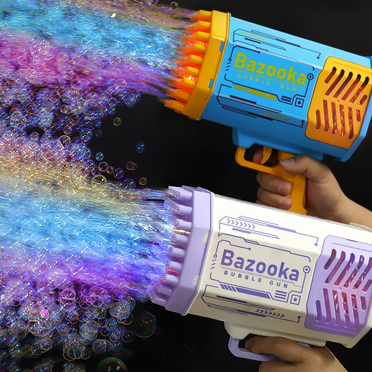 Bubble Gun Rocket 69 Holes Soap Bubbles Machine Gun Shape Automatic Blower With Light Toys For Kids Pomperos - My Store