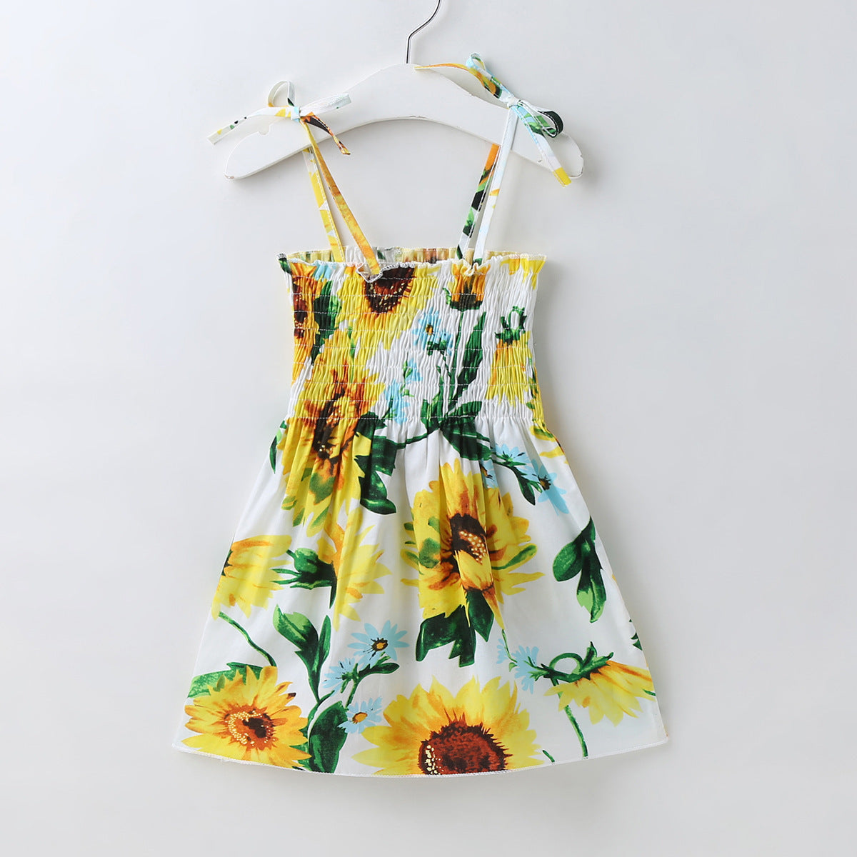 Baby Girl Flower & Fruit Graphic Shirred Design Sling Dress-15
