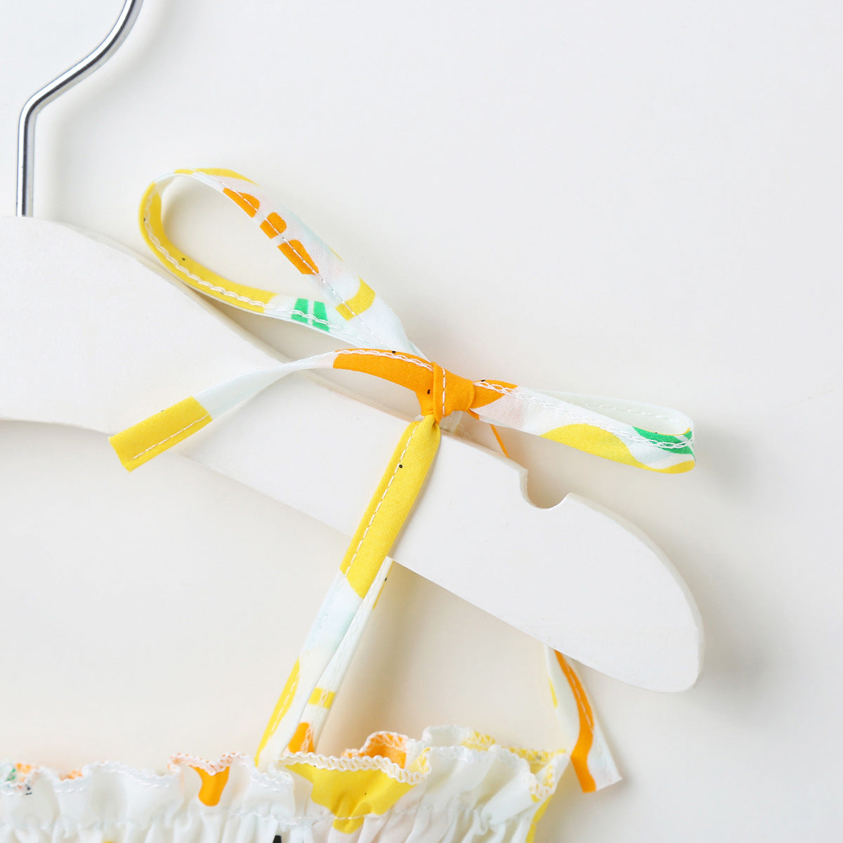 Baby Girl Flower & Fruit Graphic Shirred Design Sling Dress-16