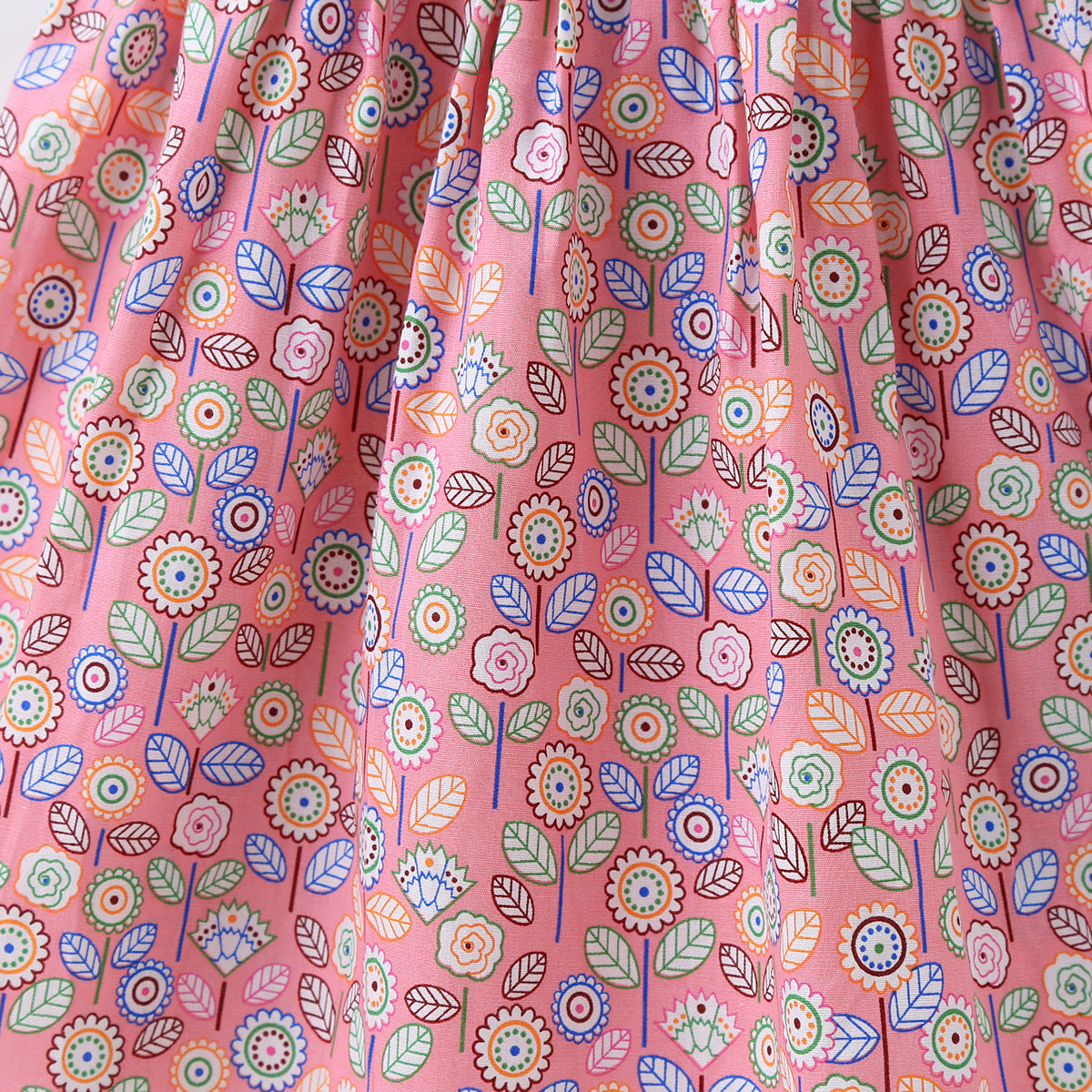 Baby Girl Flower & Fruit Graphic Shirred Design Sling Dress-27