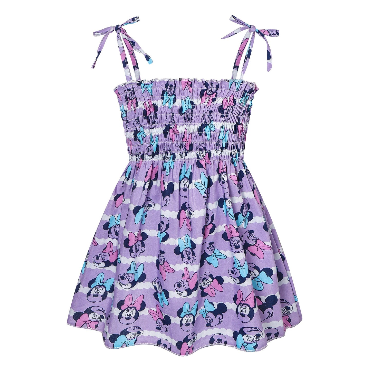 Baby Girl Flower & Fruit Graphic Shirred Design Sling Dress-3