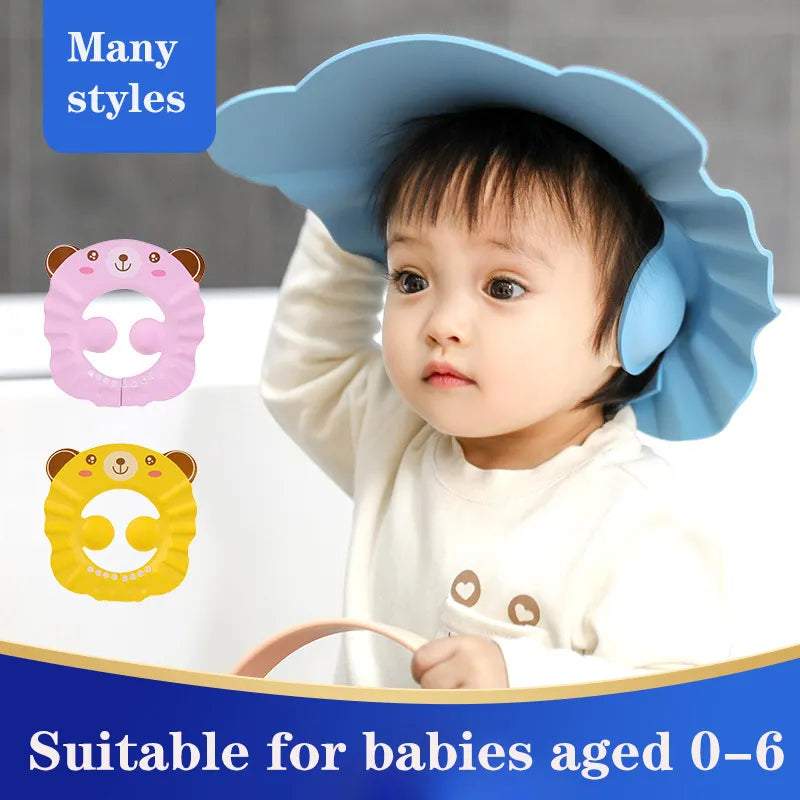 Keep your baby's bath time safe and fun with our Soft Cap Hair Wash Hat!