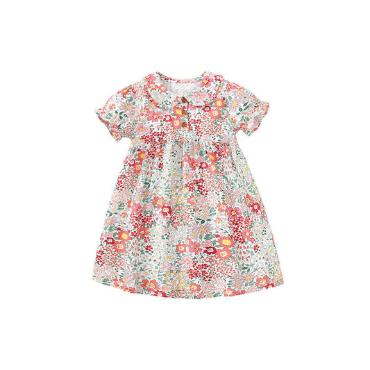 Spring And Summer Baby Girls Short Sleeves Flowers Collection Dress-0