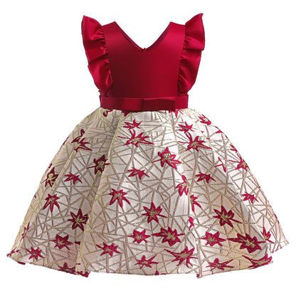 Baby Girl Flower Embroidered Design Quality Formal Party Dress-2