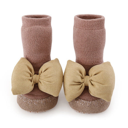 Baby Girl Big Bows Design Non-Slip Mid Tube Shoes-4