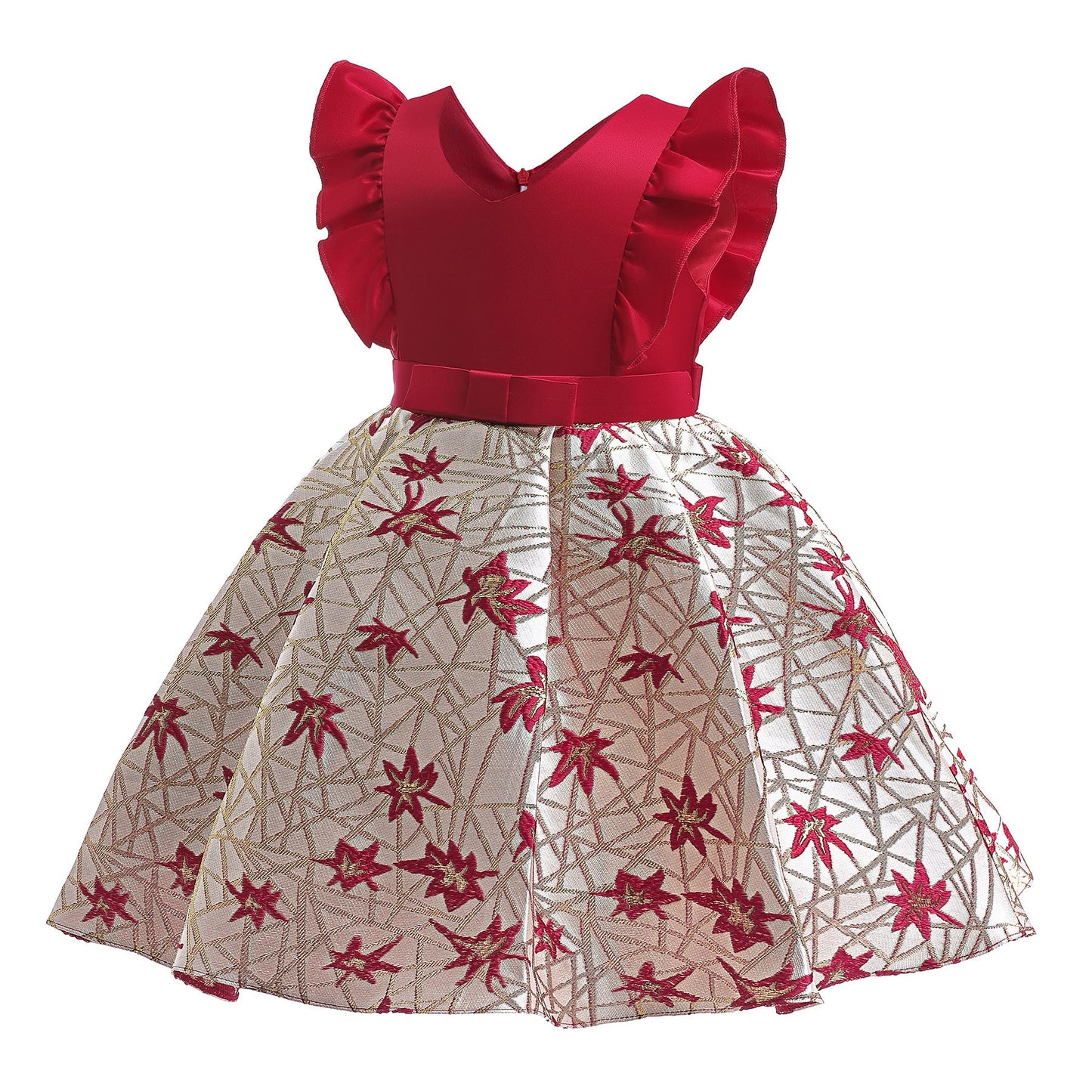 Baby Girl Flower Embroidered Design Quality Formal Party Dress-3