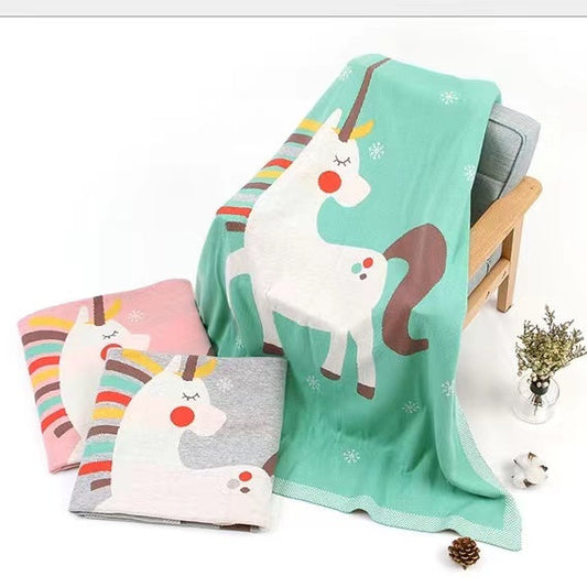 Baby Children’s Unicorn Pattern Contrast Design Air Conditioner Blanket-0