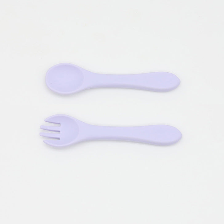 Baby Food Grade Complementary Food Training Silicone Spoon Fork Sets-3
