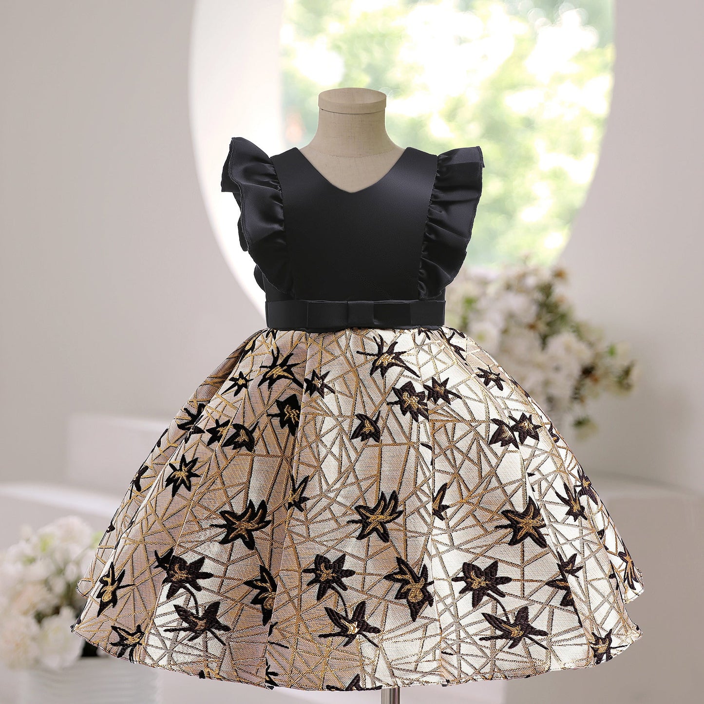 Baby Girl Flower Embroidered Design Quality Formal Party Dress-5