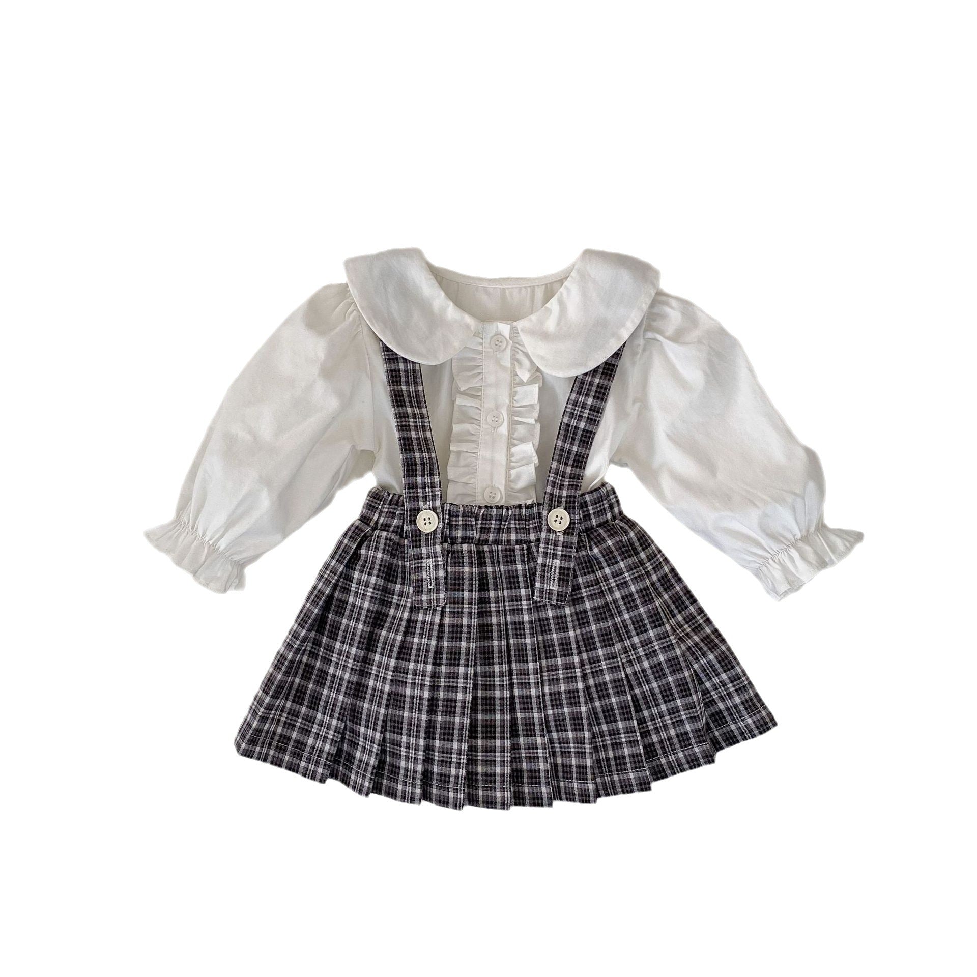 Plaid Pattern & Blouse College Style Sets-6