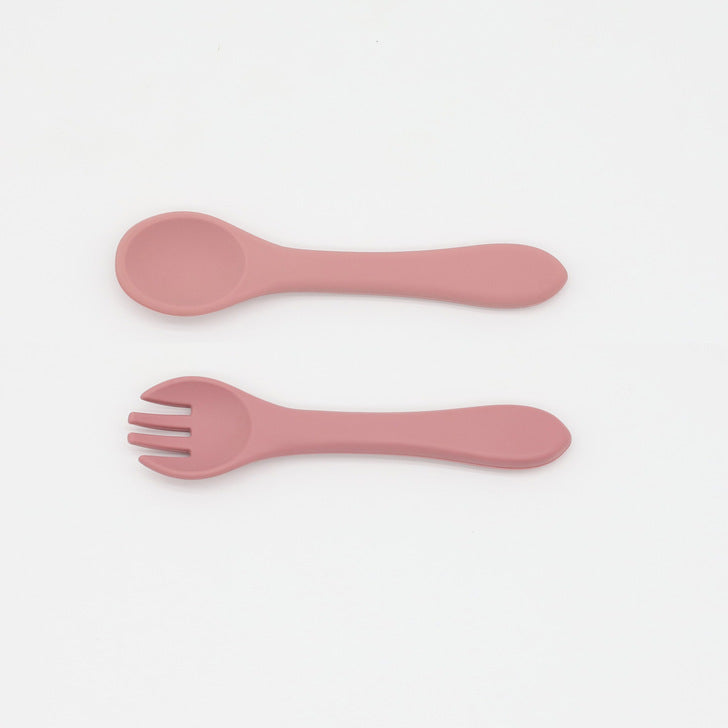 Baby Food Grade Complementary Food Training Silicone Spoon Fork Sets-4
