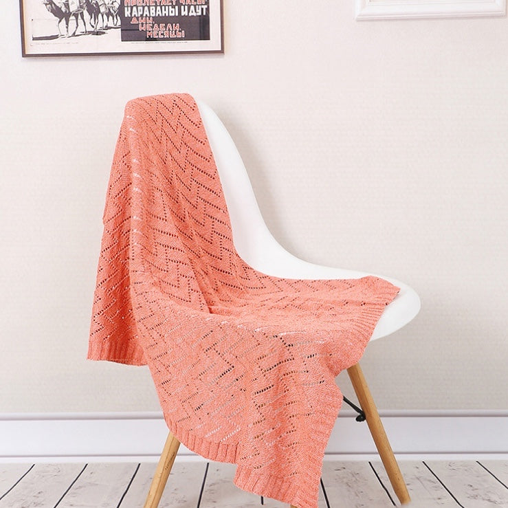 Kids Hollow Carved Graphic Solid Color Knitted Blanket-7