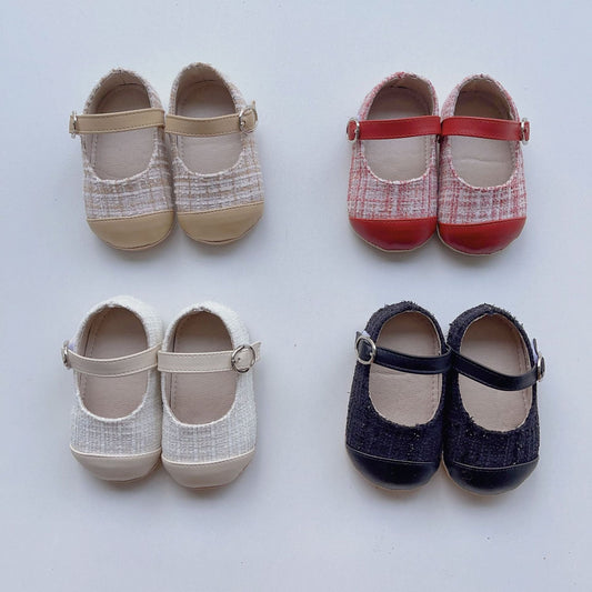 Spring Baby Girl Color Patchwork Cloth Toddler Soft-Sole Anti-Slip Walking Shoes-0