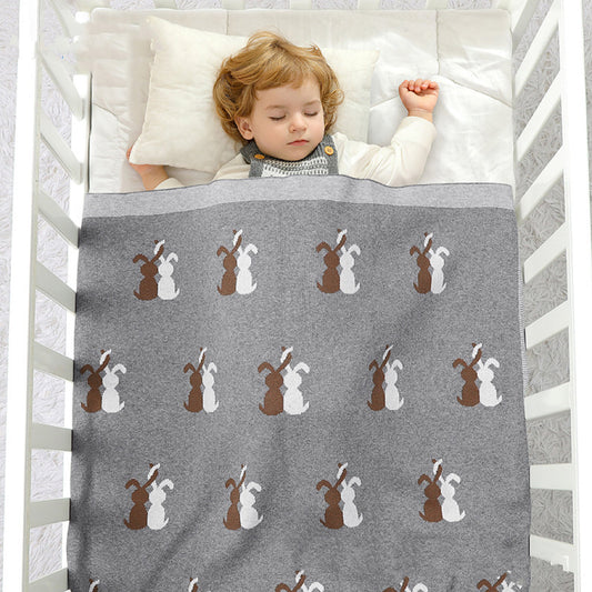 Kids Bunny Knitted Pattern Western Style Blankets-0