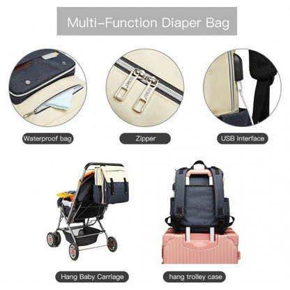 Multi Compartment Baby Changing Backpack with USB Connectivity - Navy