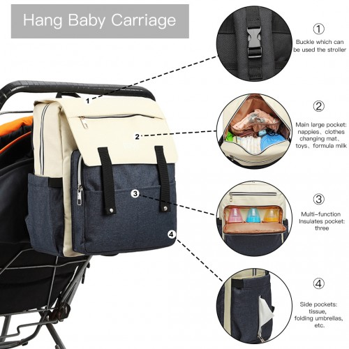 Multi Compartment Baby Changing Backpack with USB Connectivity - Navy