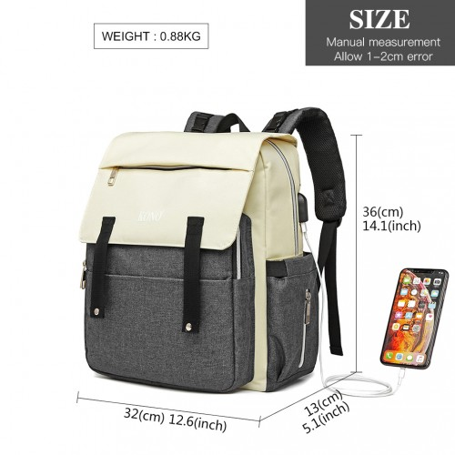 Multi Compartment Baby Changing Backpack with USB Connectivity - Grey