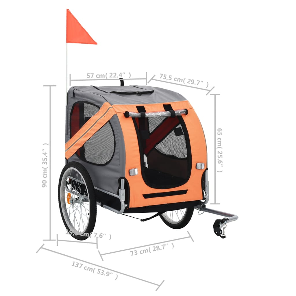 Pet Bike Trailer Orange and Gray