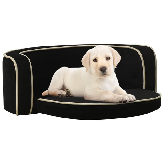 Foldable Dog Sofa Black 28.7"x26.4"x10.2" Plush Washable Cushion