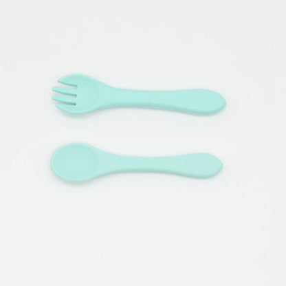Baby Food Grade Complementary Food Training Silicone Spoon Fork Sets-7