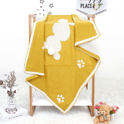 Baby Cartoon Rabbit & Footprints Embroidered Graphic 3D Tail Blanket-9