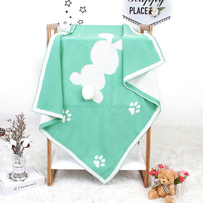 Baby Cartoon Rabbit & Footprints Embroidered Graphic 3D Tail Blanket-11