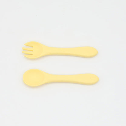 Baby Food Grade Complementary Food Training Silicone Spoon Fork Sets-10