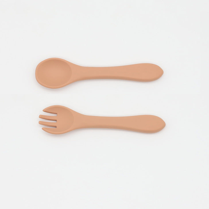 Baby Food Grade Complementary Food Training Silicone Spoon Fork Sets-11