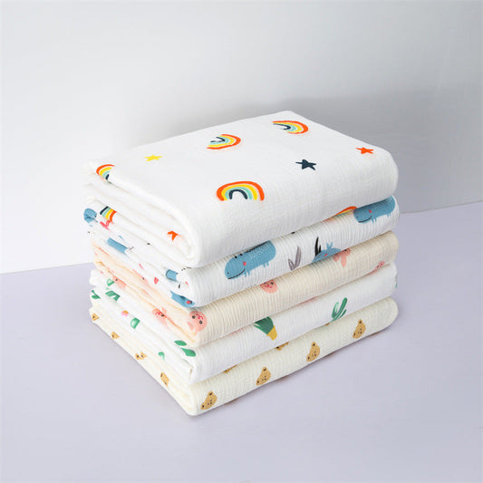 Newborn Baby Printed Pattern Blanket Absorbent Towel-0