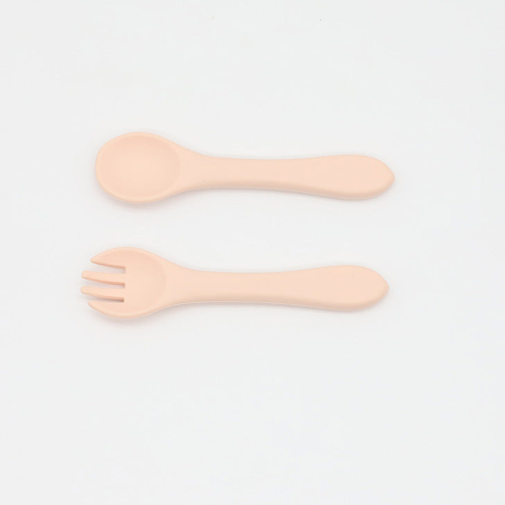 Baby Food Grade Complementary Food Training Silicone Spoon Fork Sets-12
