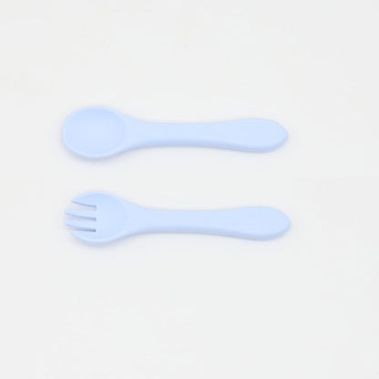 Baby Food Grade Complementary Food Training Silicone Spoon Fork Sets-13