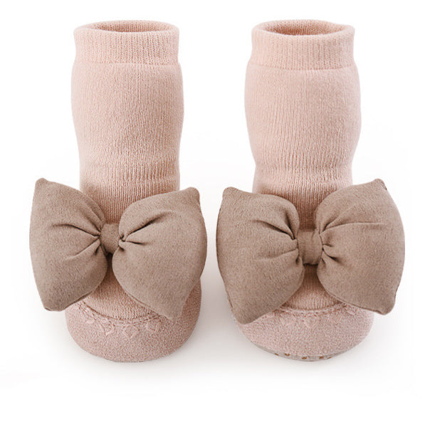 Baby Girl Big Bows Design Non-Slip Mid Tube Shoes-1