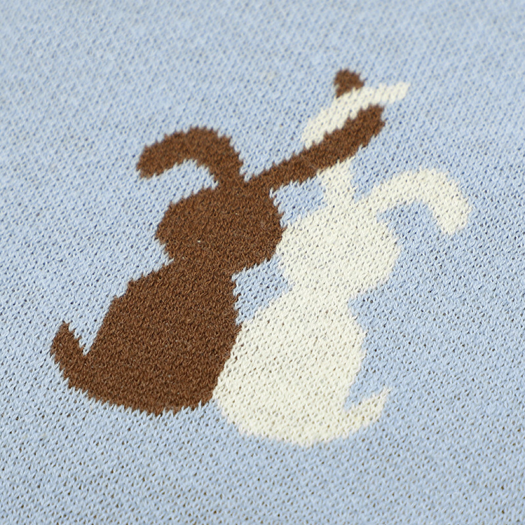 Kids Bunny Knitted Pattern Western Style Blankets-7