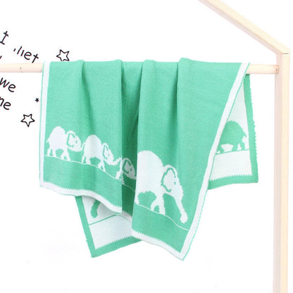 Kids Cartoon Elephant Embroidered Pattern Knittted Blanket-2