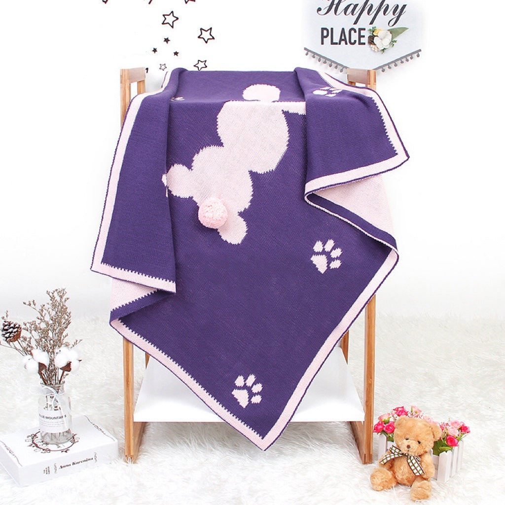 Baby Cartoon Rabbit & Footprints Embroidered Graphic 3D Tail Blanket-2