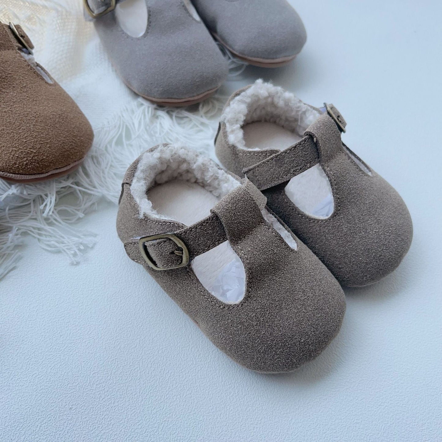 New Arrival In Winter Baby Girl Solid Color Plush Warm Anti-Slip Shoes-4