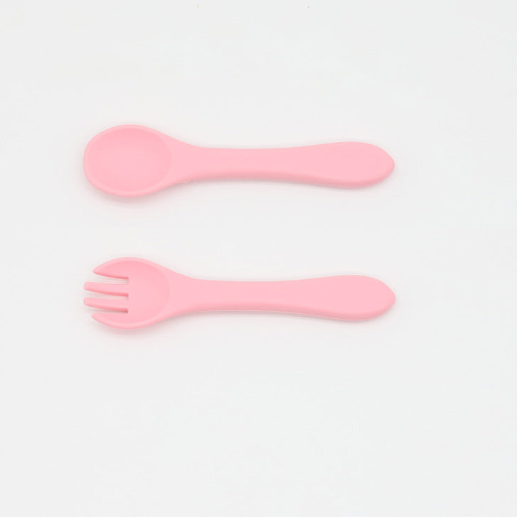 Baby Food Grade Complementary Food Training Silicone Spoon Fork Sets-2