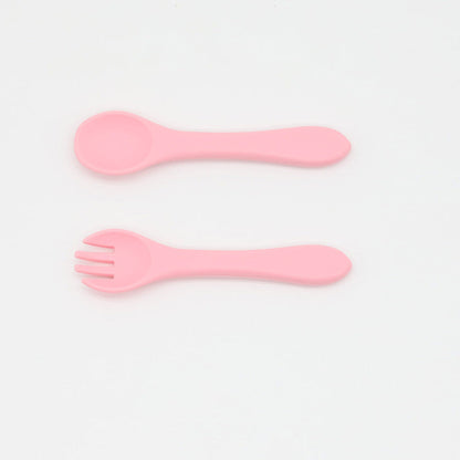 Baby Food Grade Complementary Food Training Silicone Spoon Fork Sets-2