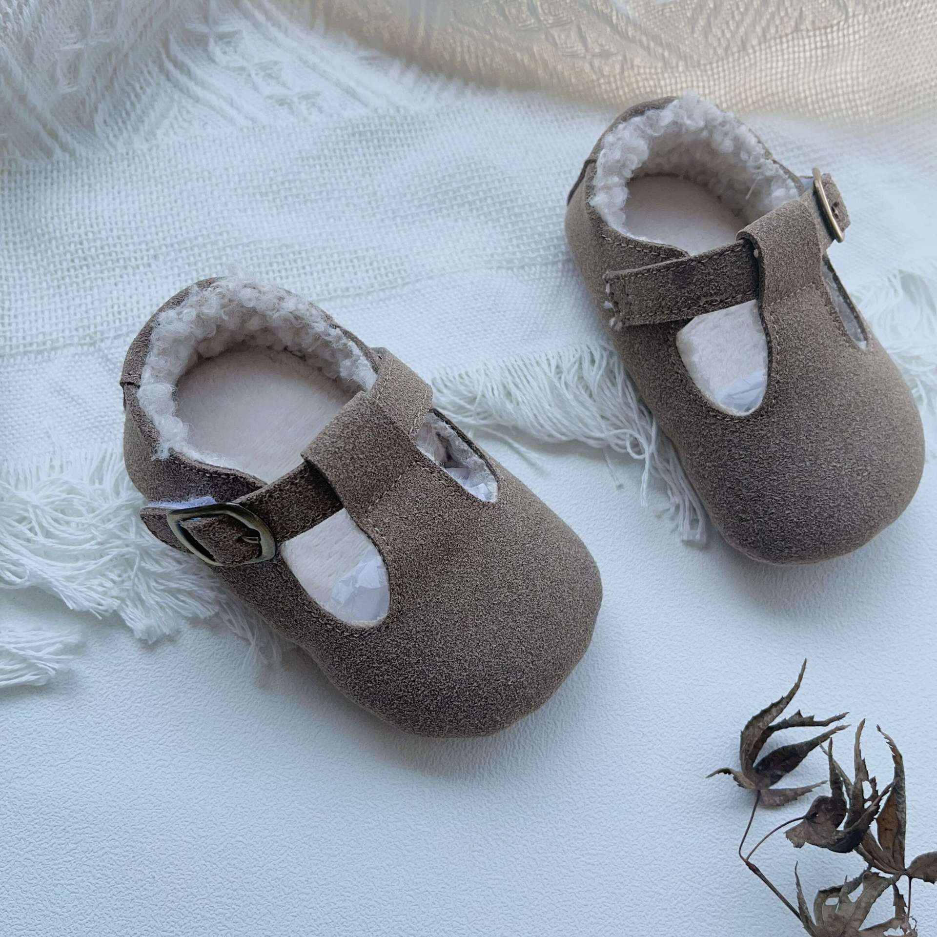 New Arrival In Winter Baby Girl Solid Color Plush Warm Anti-Slip Shoes-6