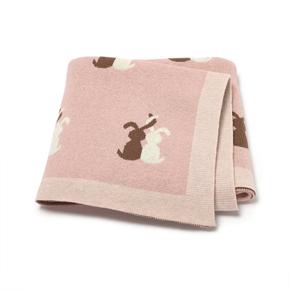 Kids Bunny Knitted Pattern Western Style Blankets-3