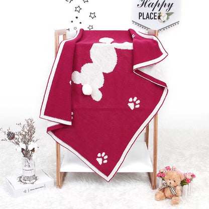 Baby Cartoon Rabbit & Footprints Embroidered Graphic 3D Tail Blanket-5