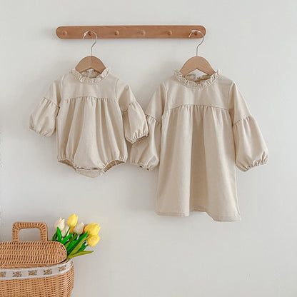 Solid Color Fashion Simple Style Dress & Onesie-6