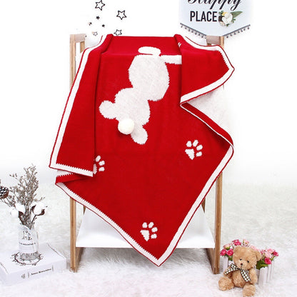 Baby Cartoon Rabbit & Footprints Embroidered Graphic 3D Tail Blanket-7
