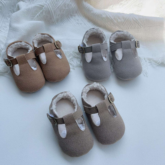 New Arrival In Winter Baby Girl Solid Color Plush Warm Anti-Slip Shoes-0