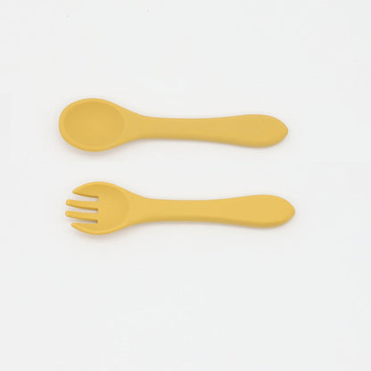 Baby Food Grade Complementary Food Training Silicone Spoon Fork Sets-5