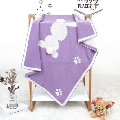 Baby Cartoon Rabbit & Footprints Embroidered Graphic 3D Tail Blanket-8
